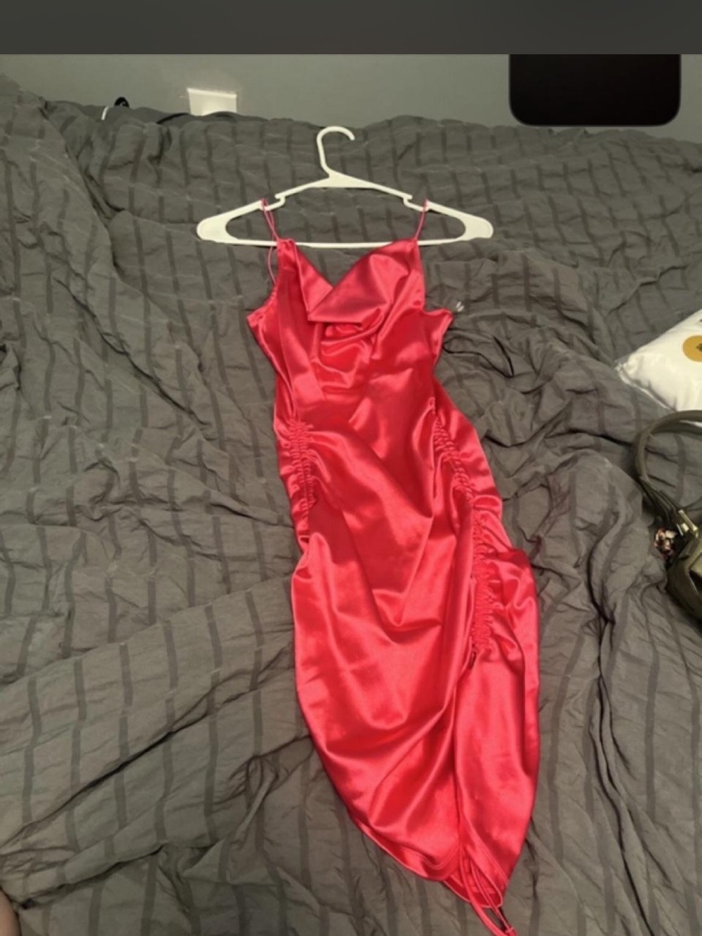 H&M Red Satin Cowl Midi Dress